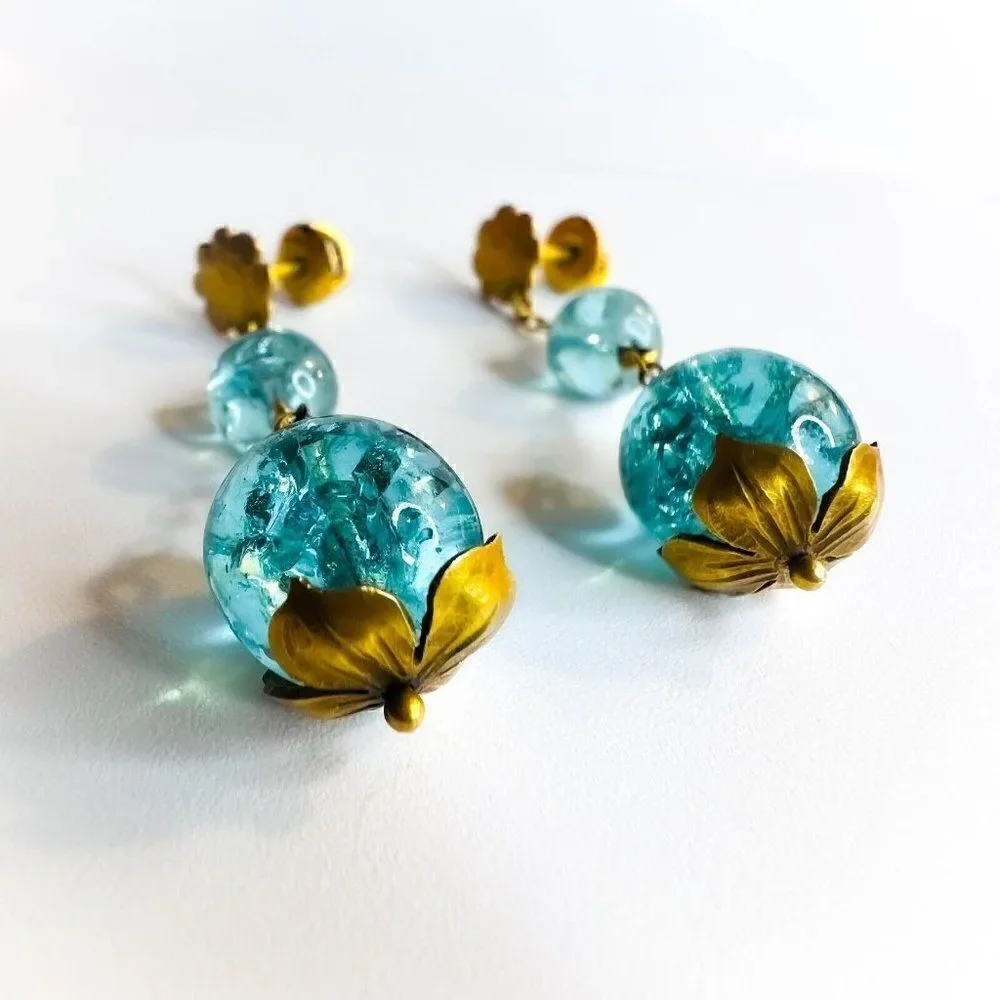 ANTIQUE- 10k Gold Art Nouveau Earrings Victorian Screwback Earrings ca.1894-5.3g